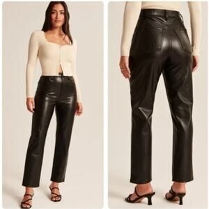 NWT Abercrombie & Fitch The Ankle Straight Ultra High Rise Vegan Leather Size 4